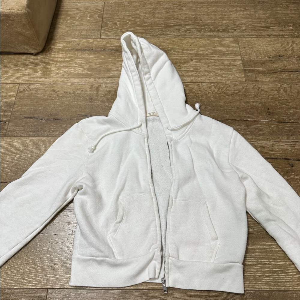 OS Brandy Melville White Zip-Up Hoodie NWOT
